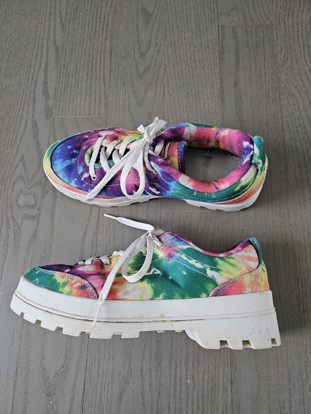 Fila Woman Sandblast Low Tie Dye Chunky Platform Sneakers Multicolor Size 8.5